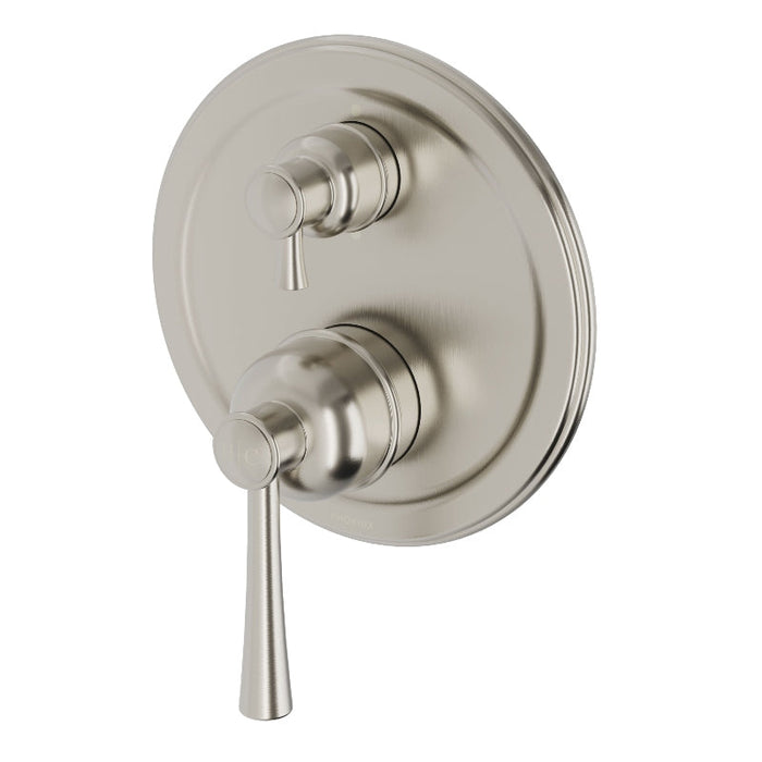 Phoenix Cromford Shower / Wall Diverter Mixer - Brushed Nickel-134-2940-40+250-2930-blue-leaf-bathware