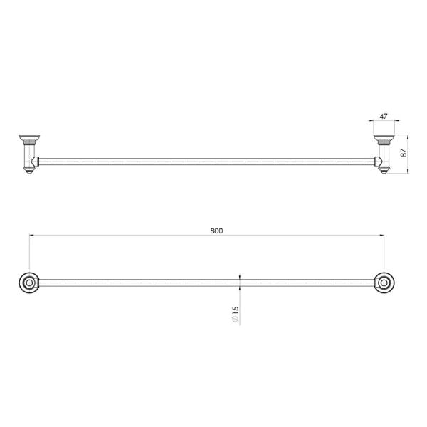 Phoenix Cromford Single Towel Rail 800mm - Brushed Gold-134-8030-12-blue-leaf-bathware