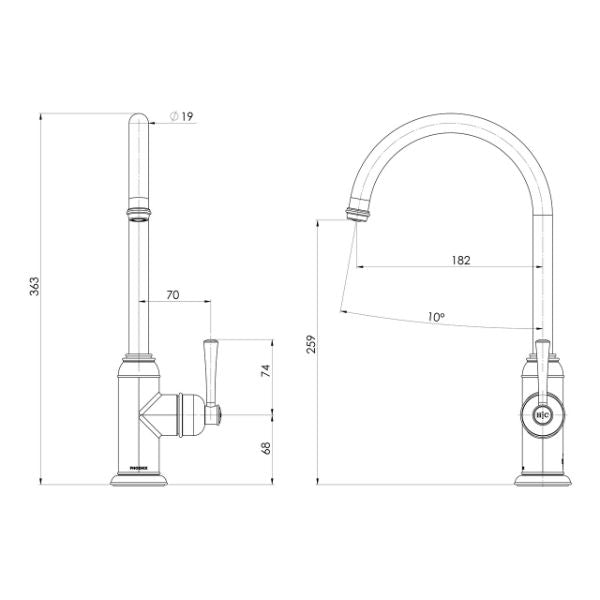 Phoenix Cromford Sink Mixer - Brushed Nickel-134-7330-40-blue-leaf-bathware