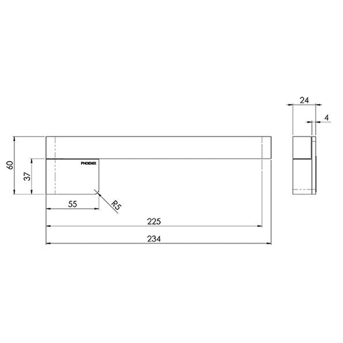 Phoenix Designer Swivel Bath Outlet 230mm Squareline - Brushed Nickel-121-0881-40-blue-leaf-bathware