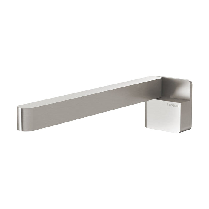 Phoenix Designer Swivel Bath Outlet 230mm Squareline - Brushed Nickel-121-0881-40-blue-leaf-bathware