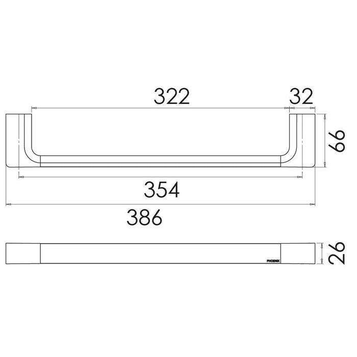 Phoenix Gloss Hand Towel Rail - Matte Black-GS893 MB-blue-leaf-bathware