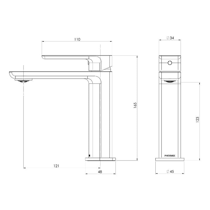 Phoenix Gloss MKII Basin Mixer - Brushed Nickel-135-7700-40-blue-leaf-bathware