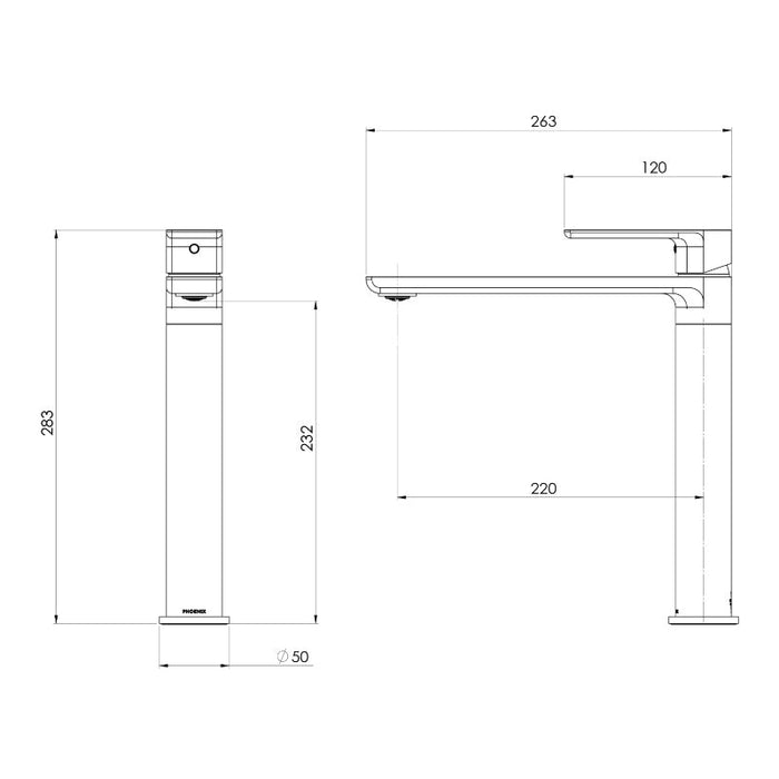 Phoenix Gloss MKII Sink Mixer - Brushed Nickel-135-7300-40-blue-leaf-bathware