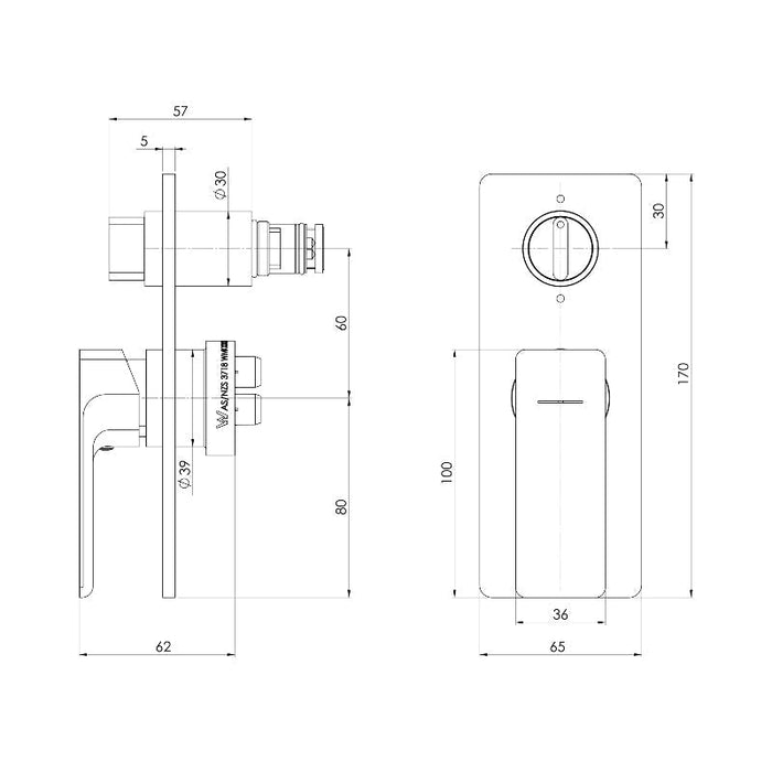 Phoenix Gloss MKII SwitchMix Shower / Bath Diverter - Brushed Carbon-135-2940-31+250-2930-blue-leaf-bathware