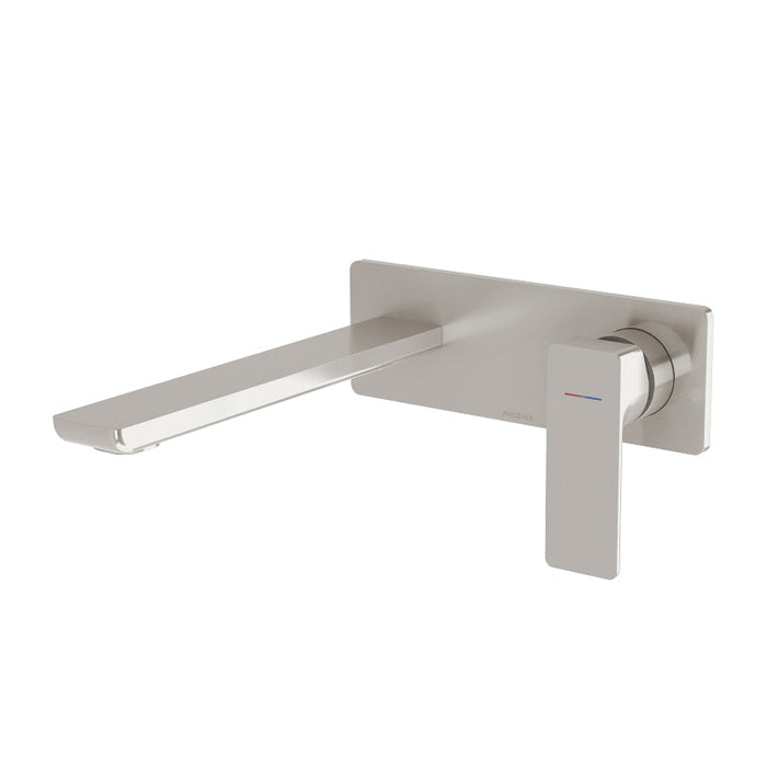 Phoenix Gloss MKII SwitchMix Wall Basin / Bath Mixer Set 200mm - Brushed Nickel-135-2810-40-blue-leaf-bathware