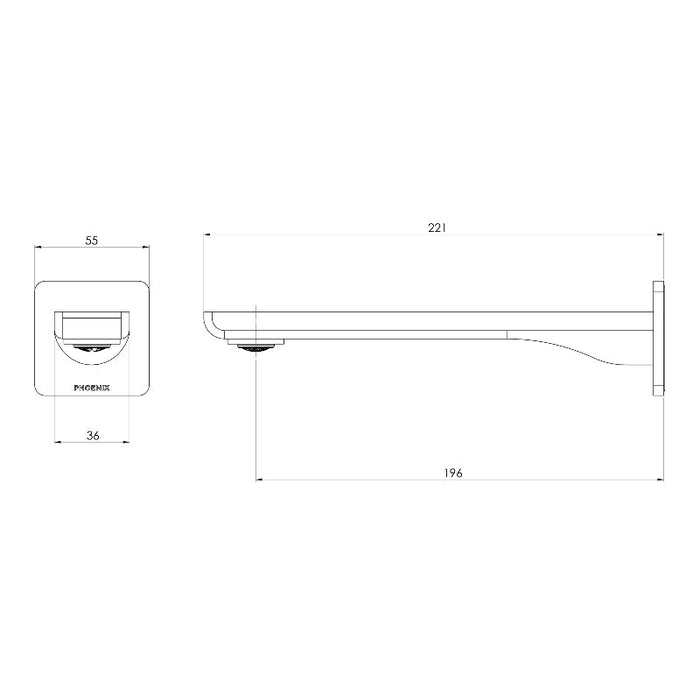 Phoenix Gloss MKII Wall Basin / Bath Outlet 200mm - Brushed Carbon-135-7610-31-blue-leaf-bathware