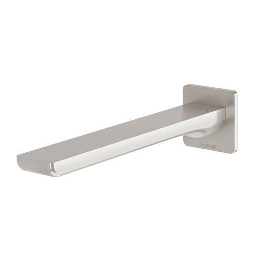 Phoenix Gloss MKII Wall Basin / Bath Outlet 200mm - Brushed Nickel-135-7610-40-blue-leaf-bathware