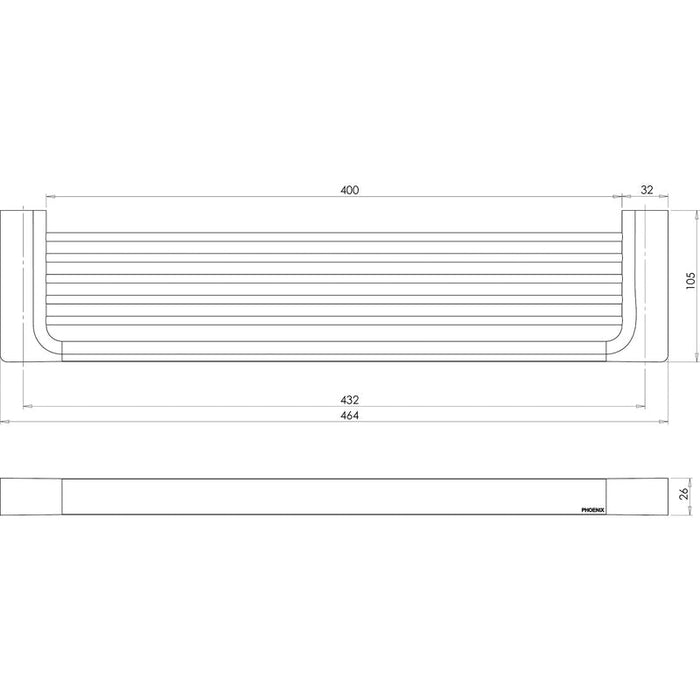 Phoenix Gloss Shower Shelf - Brushed Nickel-GS896-40-blue-leaf-bathware