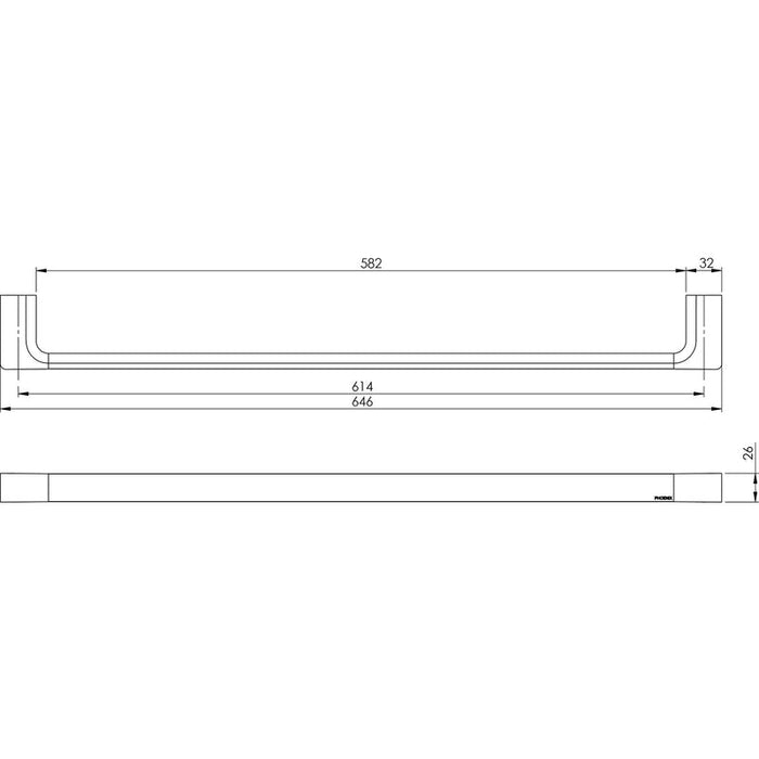 Phoenix Gloss Single Towel Rail 600mm - Brushed Nickel-GS804-40-blue-leaf-bathware