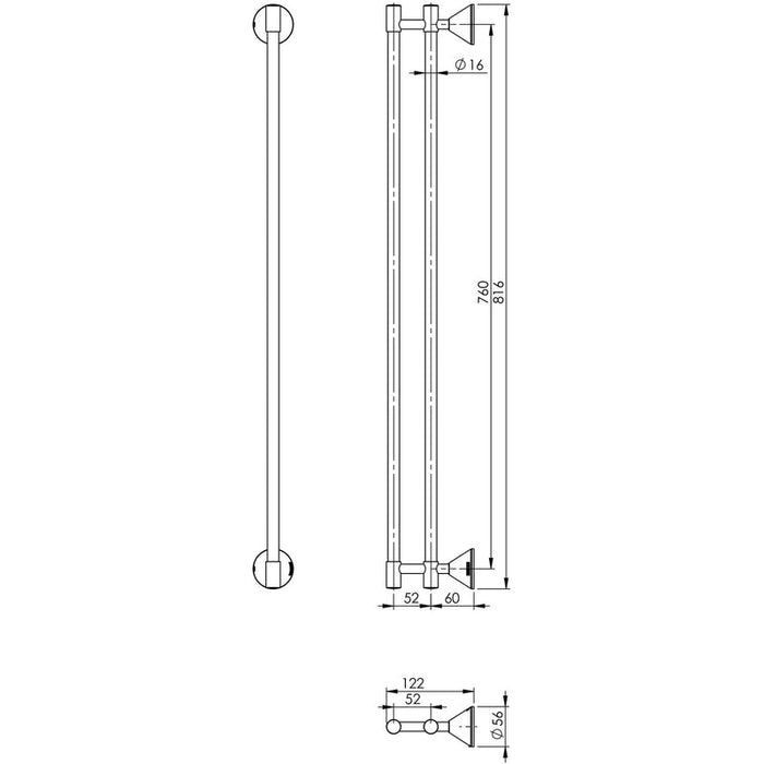 Phoenix Ivy Double Towel Rail 760mm - Chrome-YV811 CHR-blue-leaf-bathware