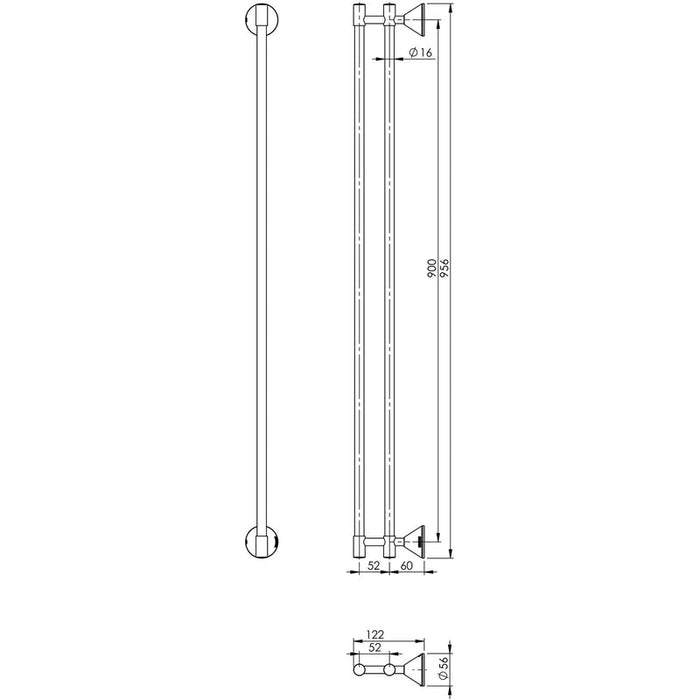 Phoenix Ivy Double Towel Rail 900mm - Chrome-YV812 CHR-blue-leaf-bathware