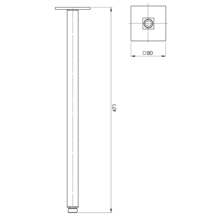 Phoenix Lexi Ceiling Arm 450mm - Brushed Nickel-LE6092-40-blue-leaf-bathware