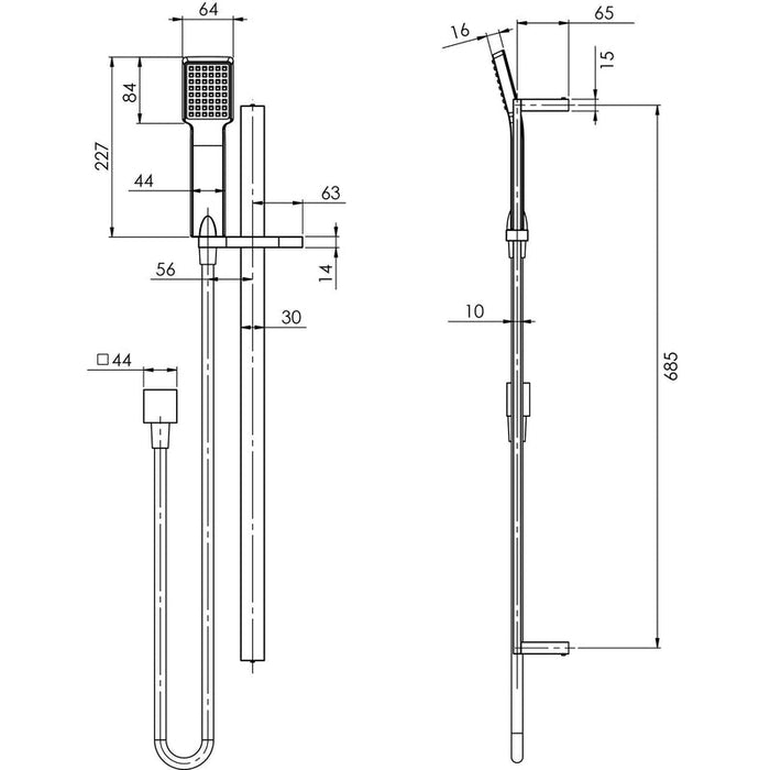 Phoenix Lexi Deluxe Rail Shower - Chrome-LE685 CHR-blue-leaf-bathware