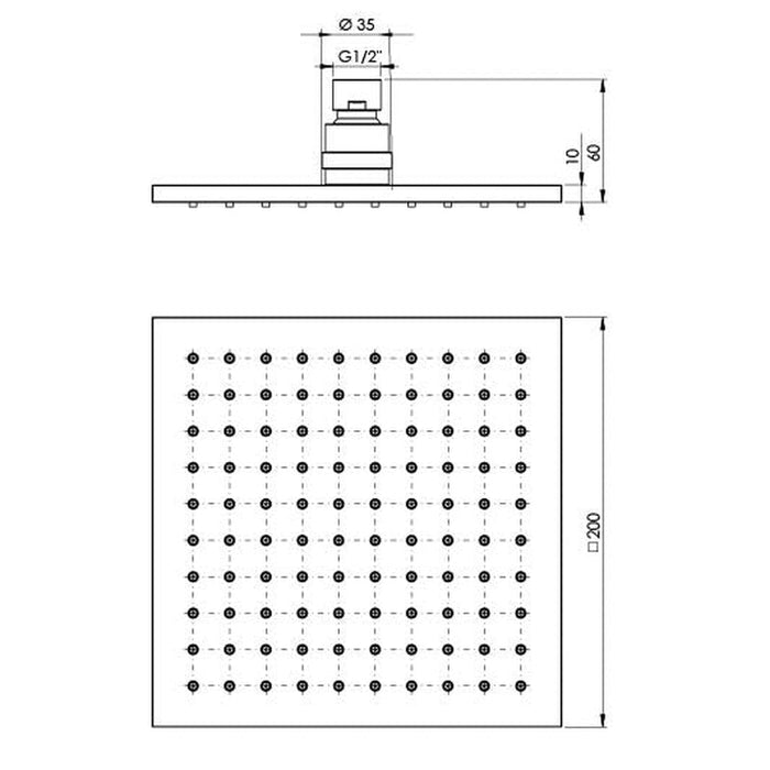 Phoenix Lexi Shower Rose 200mm Square - Matte Black-LE5100-10-blue-leaf-bathware