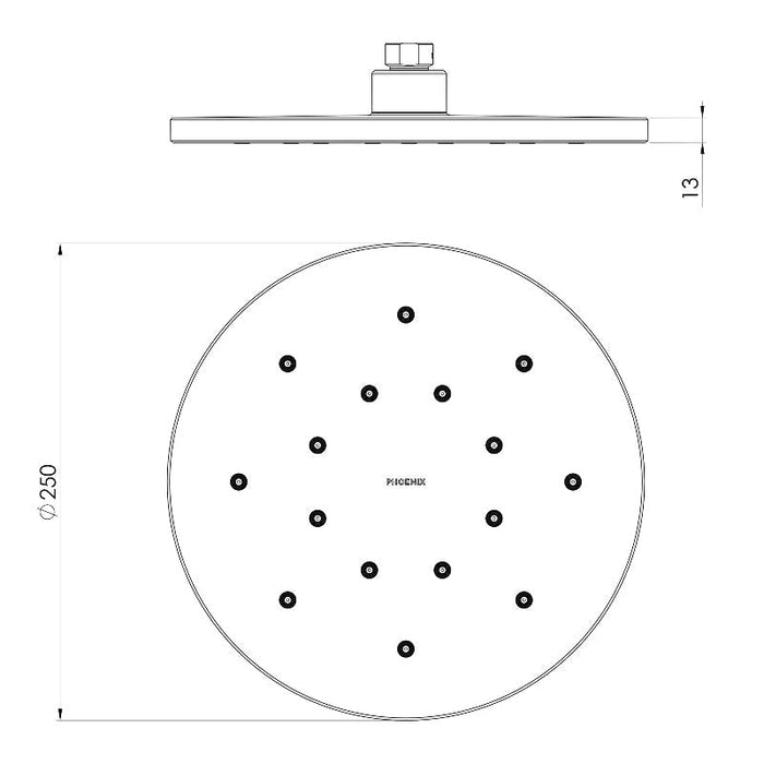 Phoenix LuxeXP Shower Rose 250mm Round - Brushed Carbon-640-5000-31-blue-leaf-bathware