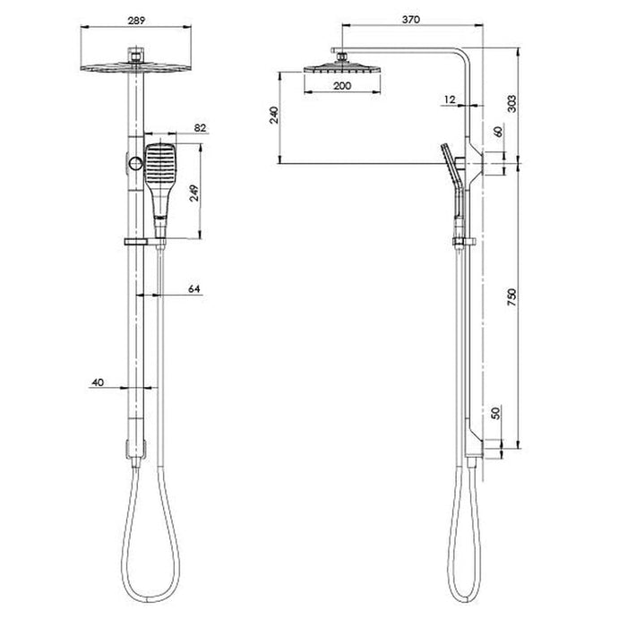 Phoenix NX Cape Twin Shower - Chrome / Matte Black-605-6500-60-blue-leaf-bathware