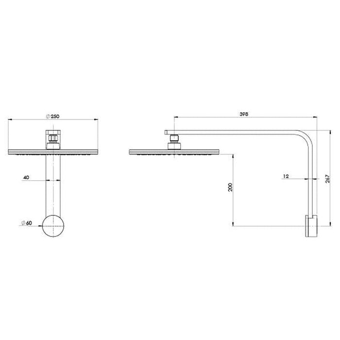 Phoenix NX Quil Shower Arm & Rose - Brushed Nickel-606-5100-40-blue-leaf-bathware