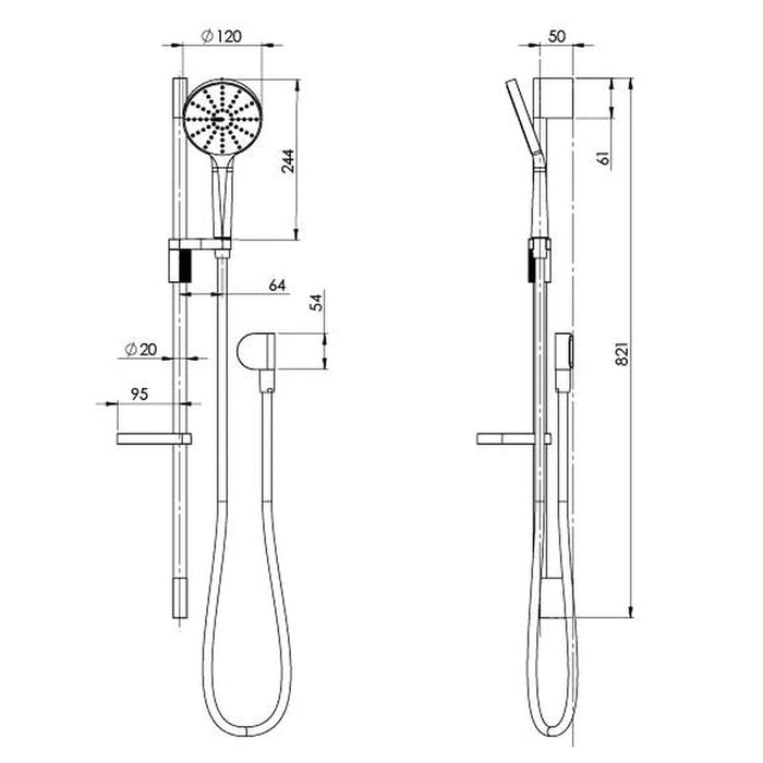 Phoenix NX Vive Rail Shower - Chrome / Natural White-604-6810-62-blue-leaf-bathware