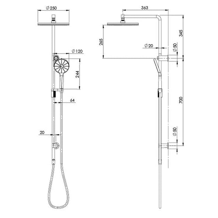 Phoenix NX Vive Twin Shower - Chrome-604-6500-00-blue-leaf-bathware