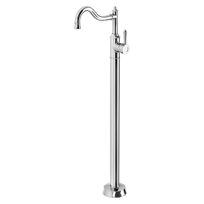 Phoenix Nostalgia Floor Mounted Bath Mixer Shepherds Crook - Chrome-NS745 CHR-blue-leaf-bathware