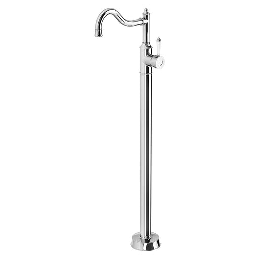 Phoenix Nostalgia Floor Mounted Bath Mixer Shepherds Crook - Chrome / Natural White-NS745-62-blue-leaf-bathware