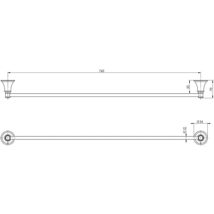 Phoenix Nostalgia Single Towel Rail 760mm - Antique Black-NS802-33-blue-leaf-bathware