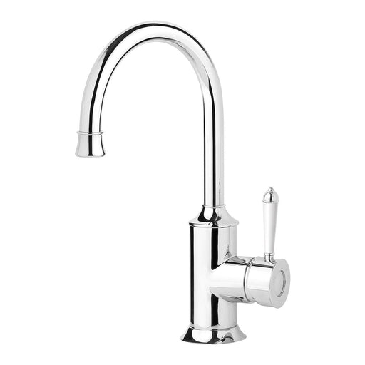 Phoenix Nostalgia Sink Mixer 160mm Gooseneck - Chrome / Natural White-NS730-62-blue-leaf-bathware