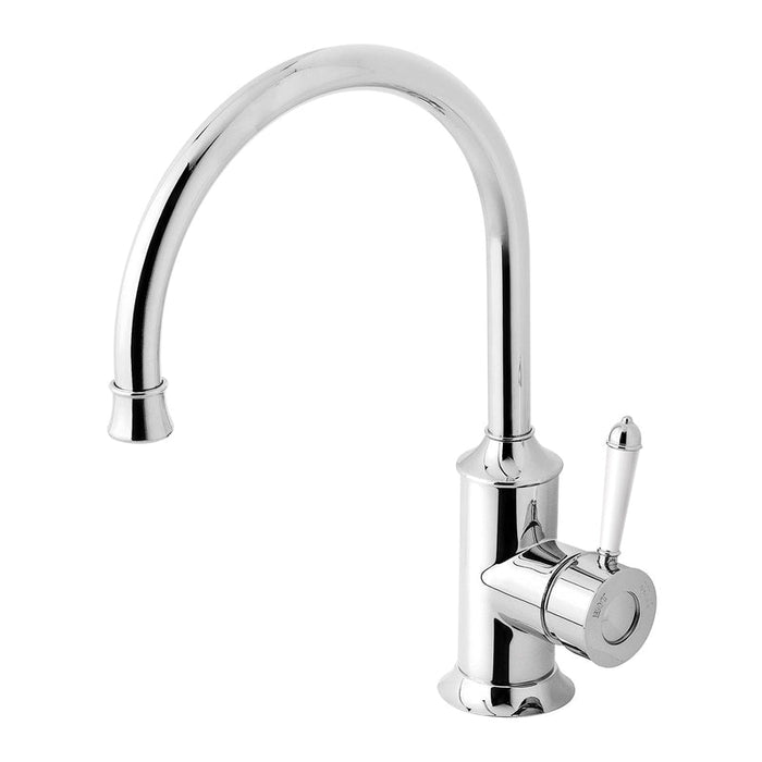 Phoenix Nostalgia Sink Mixer 220mm Gooseneck - Chrome / Natural White-NS733-62-blue-leaf-bathware