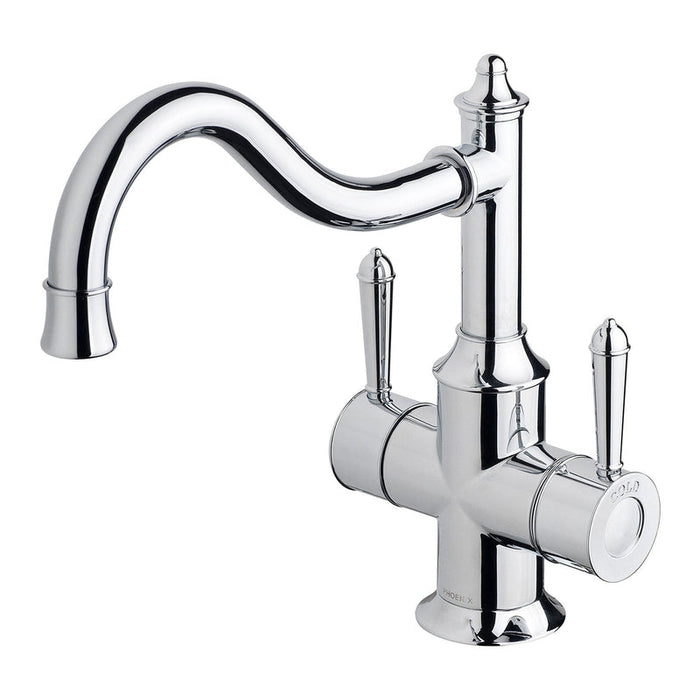 Phoenix Nostalgia Twin Handle Sink Mixer 220mm Shepherds Crook - Chrome-NS714 CHR-blue-leaf-bathware