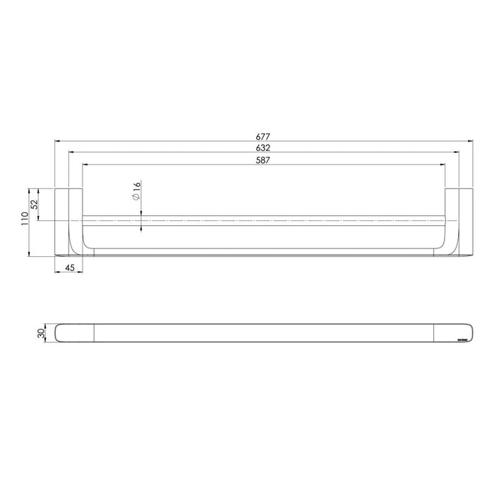 Phoenix Nuage Double Towel Rail 600mm - Brushed Carbon-129-8110-31-blue-leaf-bathware