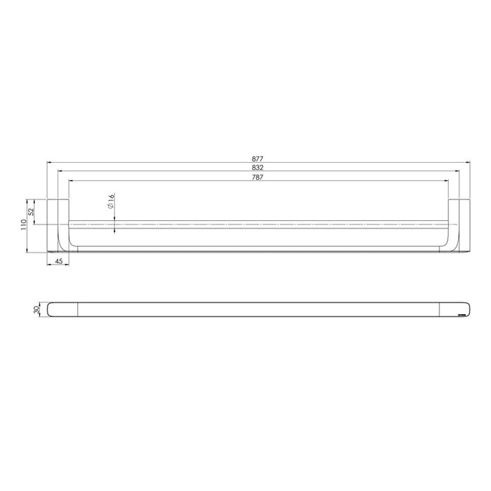 Phoenix Nuage Double Towel Rail 800mm - Matte White-129-8130-80-blue-leaf-bathware