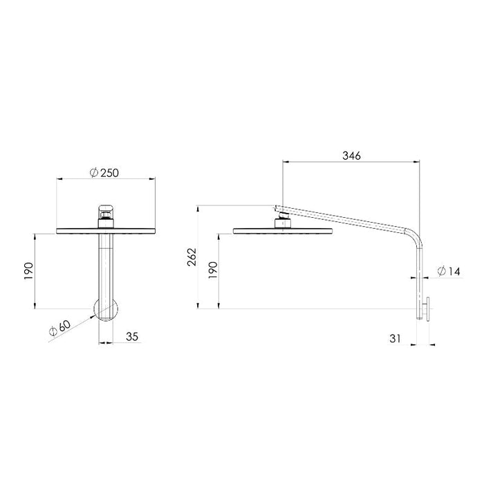 Phoenix Oxley High-Rise Shower Arm and Rose - Brushed Carbon-610-5300-31-blue-leaf-bathware