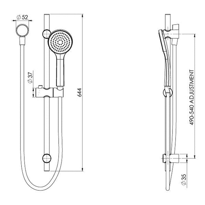 Phoenix Pina Rail Shower - Brushed Nickel-153-6810-40-blue-leaf-bathware