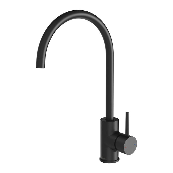 Phoenix Pina Sink Mixer 200mm Gooseneck - Matte Black-153-7330-10-blue-leaf-bathware