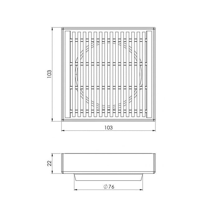 Phoenix Point 100mm Heel Guard Drain - Stainless Steel-blue-leaf-bathware