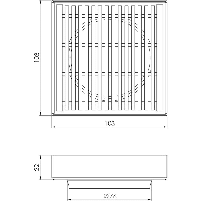 Phoenix Point Drain Heel Guard 100mm Outlet 76mm - Stainless Steel-202-2204-51-blue-leaf-bathware