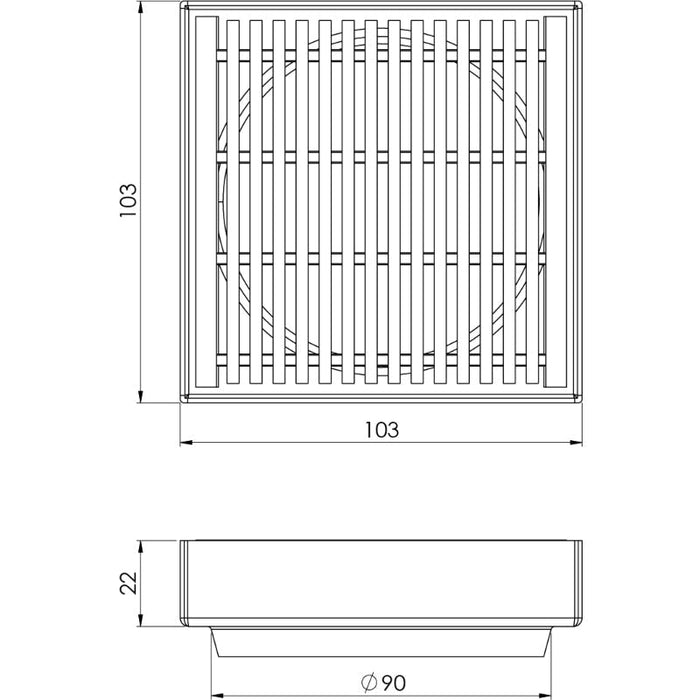 Phoenix Point Drain Heel Guard 100mm Outlet 90mm - Stainless Steel-202-2205-51-blue-leaf-bathware