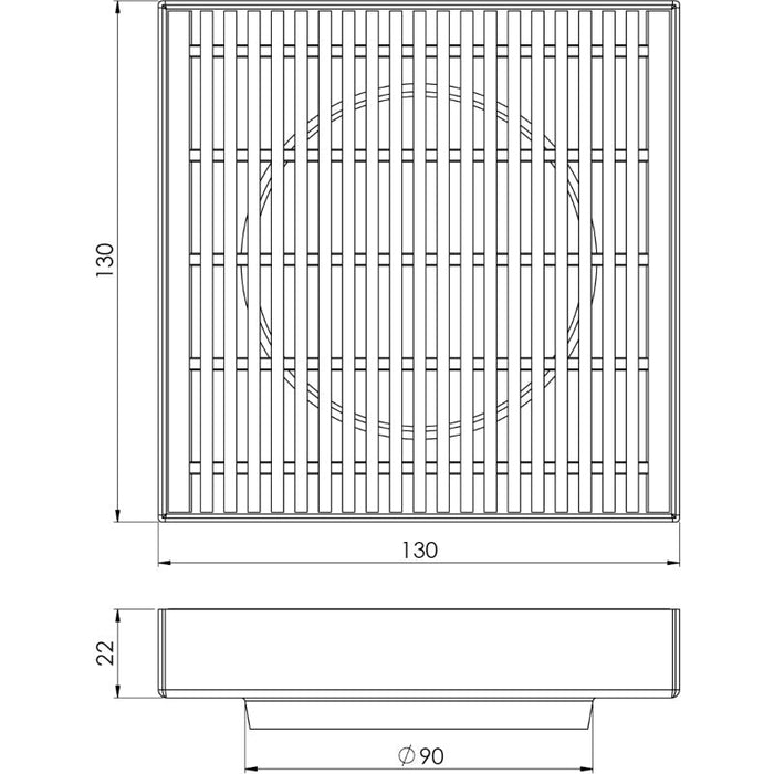 Phoenix Point Drain Heel Guard 130mm Outlet 90mm - Stainless Steel-202-2305-51-blue-leaf-bathware