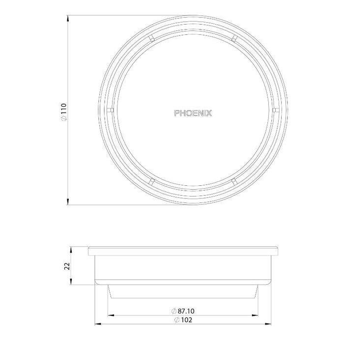 Phoenix Point Drain Round 100mm Outlet 90mm - Matte Black-204-4005-10-blue-leaf-bathware