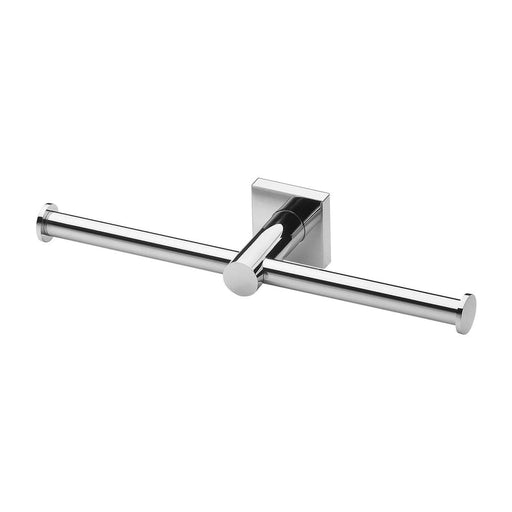 Phoenix Radii Double Toilet Roll Holder Square Plate - Chrome-RS891 CHR-blue-leaf-bathware