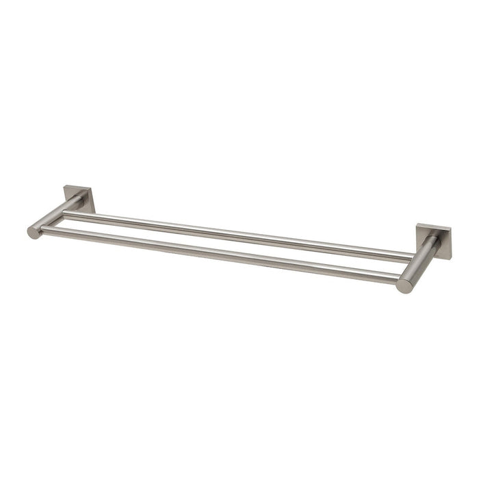 Phoenix Radii Double Towel Rail 600mm Square Plate - Brushed Nickel-RS813 BN-blue-leaf-bathware