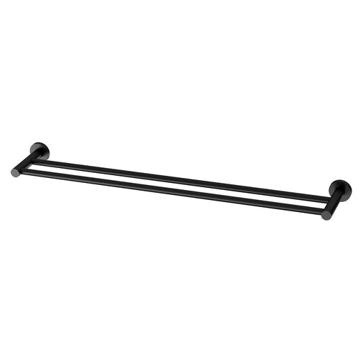 Phoenix Radii Double Towel Rail 800mm Round Plate - Matte Black-RA812 MB-blue-leaf-bathware