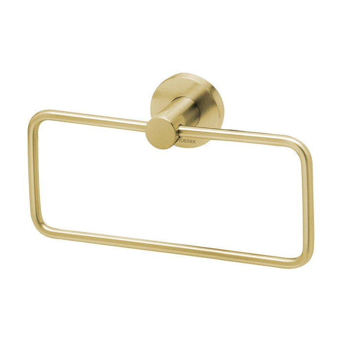 Phoenix Radii Hand Towel Holder Round Plate - Brushed Gold-RA893-12-blue-leaf-bathware