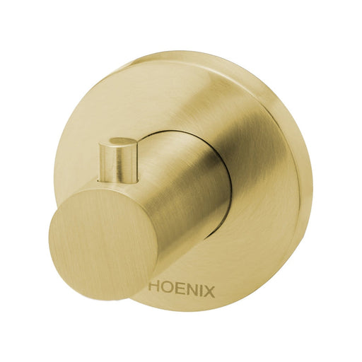 Phoenix Radii Robe Hook Round Plate - Brushed Gold-RA897-12-blue-leaf-bathware