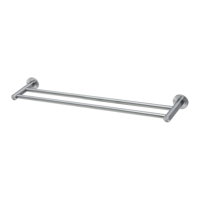 Phoenix Radii SS 316 Double Towel Rail 600mm Round Plate - Stainless Steel-RA813-51-blue-leaf-bathware