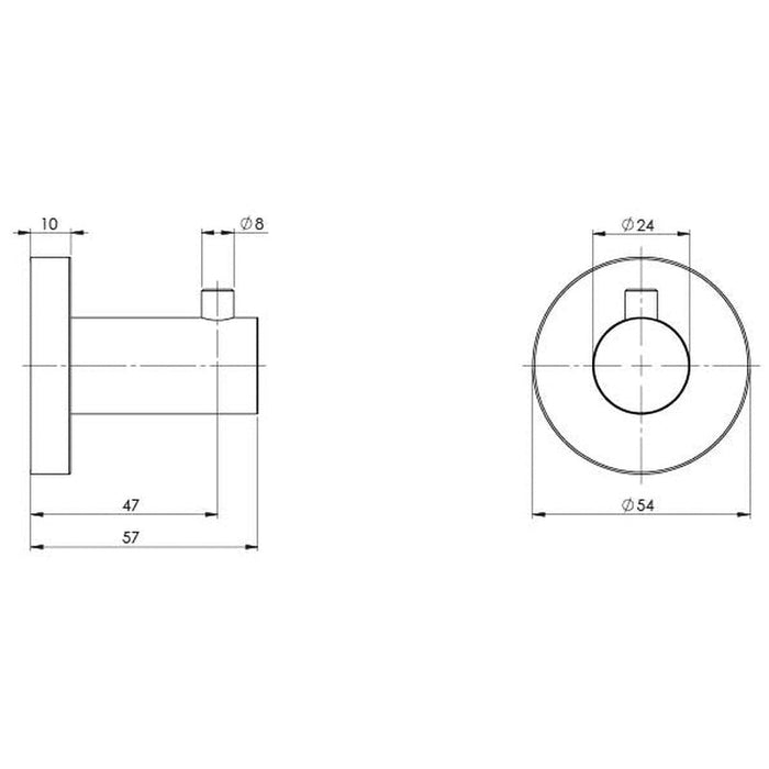 Phoenix Radii SS 316 Robe Hook Round Plate - Stainless Steel-RA897-51-blue-leaf-bathware