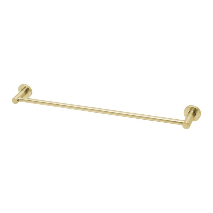 Phoenix Radii Single Towel Rail 600mm Round Plate - Brushed Gold-RA804-12-blue-leaf-bathware