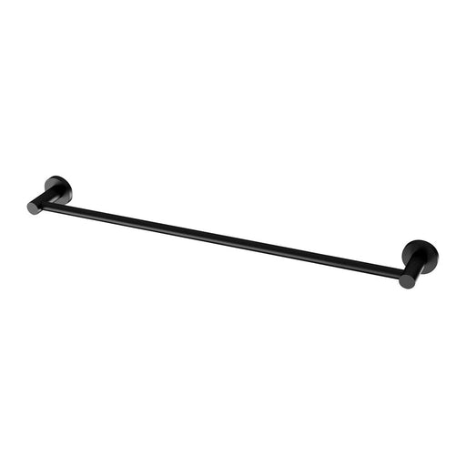 Phoenix Radii Single Towel Rail 600mm Round Plate - Matte Black-RA804 MB-blue-leaf-bathware