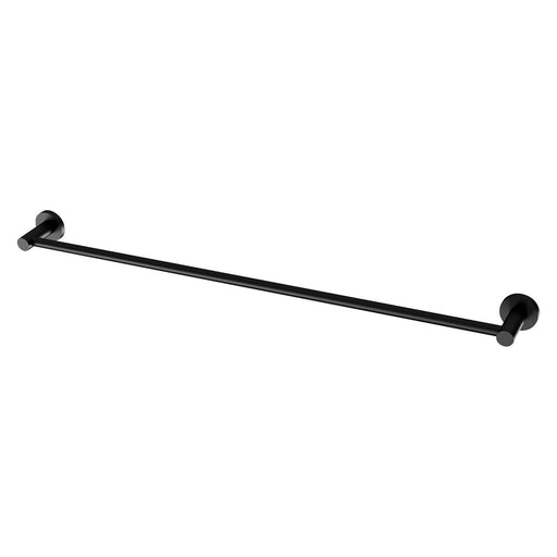 Phoenix Radii Single Towel Rail 800mm Round Plate - Matte Black-RA803 MB-blue-leaf-bathware